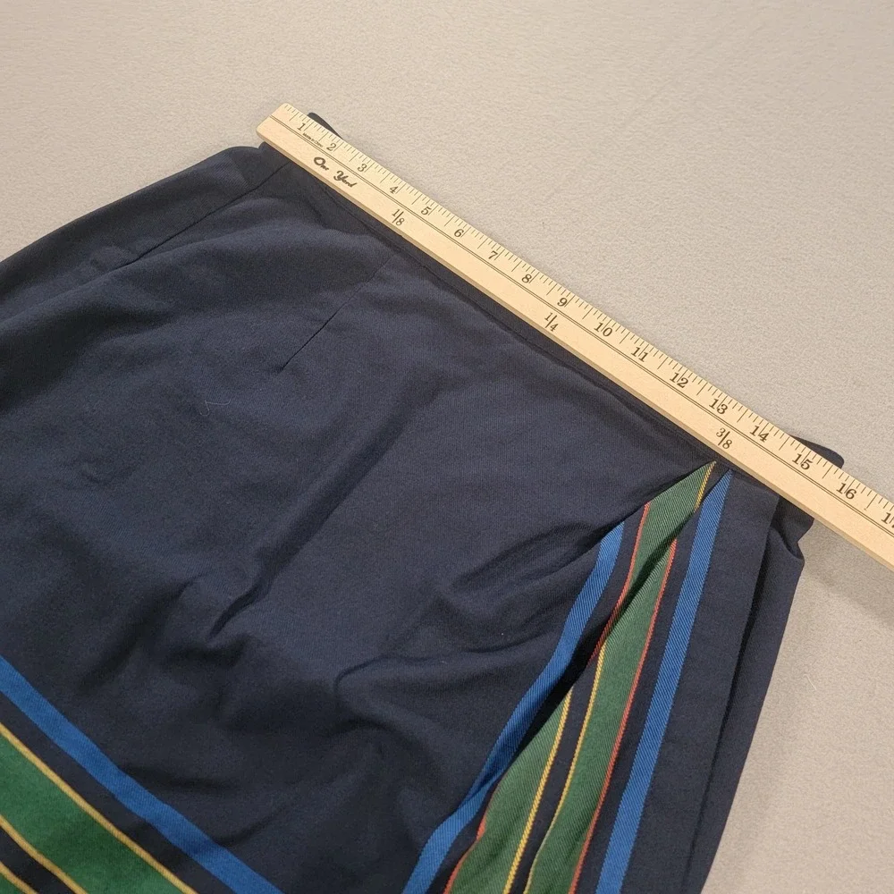 Vintage Talbots Plaid Wrap Skirt Navy Green Cotton Blend Women's Size 14 Preppy